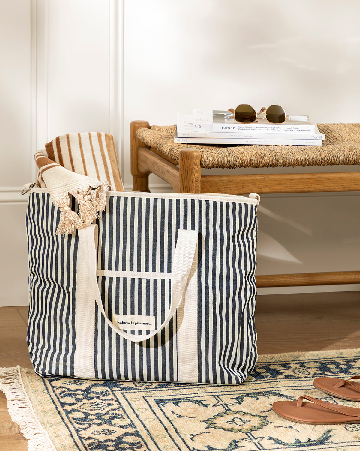 Sac isotherme à rayures bleu marine