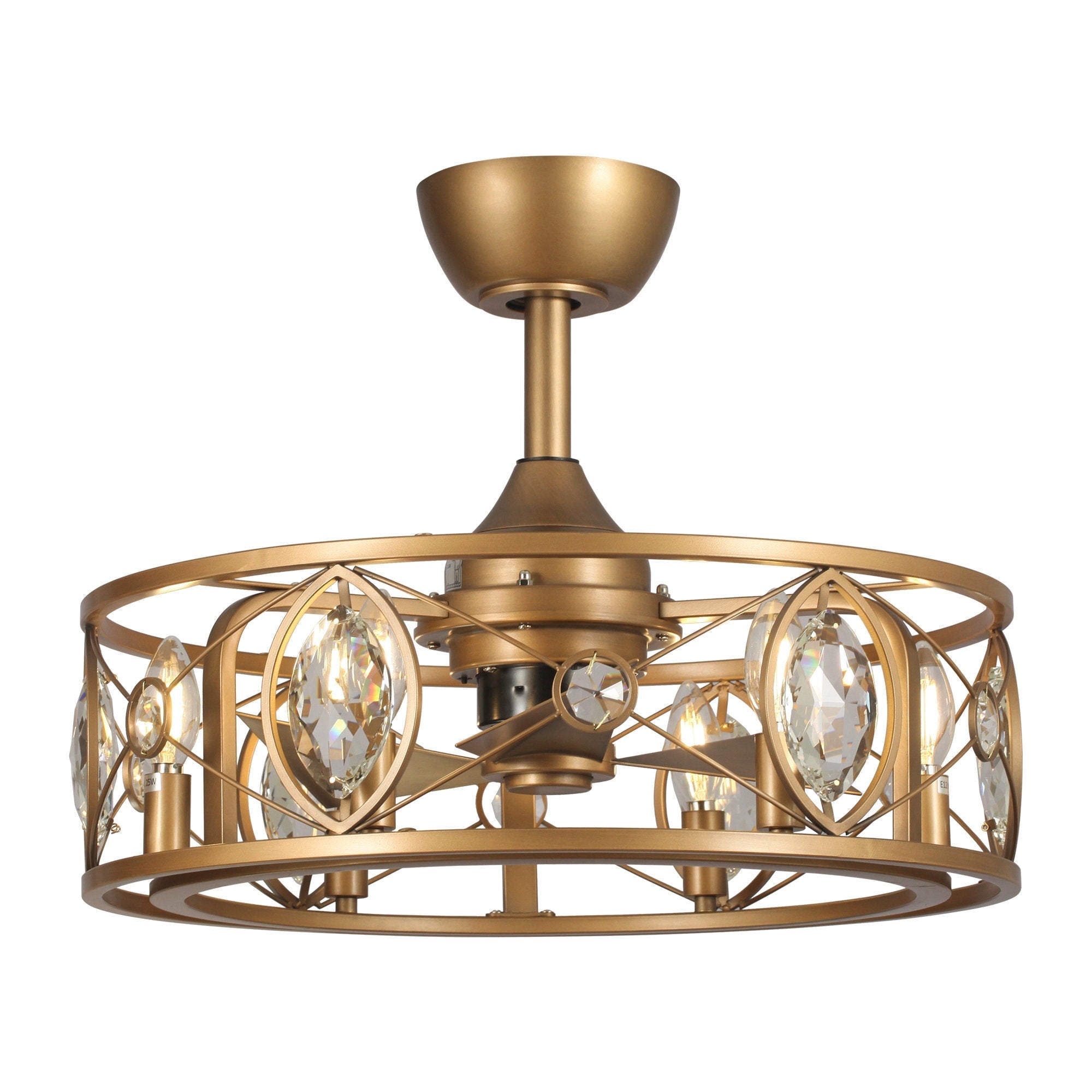 22 Modern Crystal Caged Ceiling Fan Chandelier with Remote