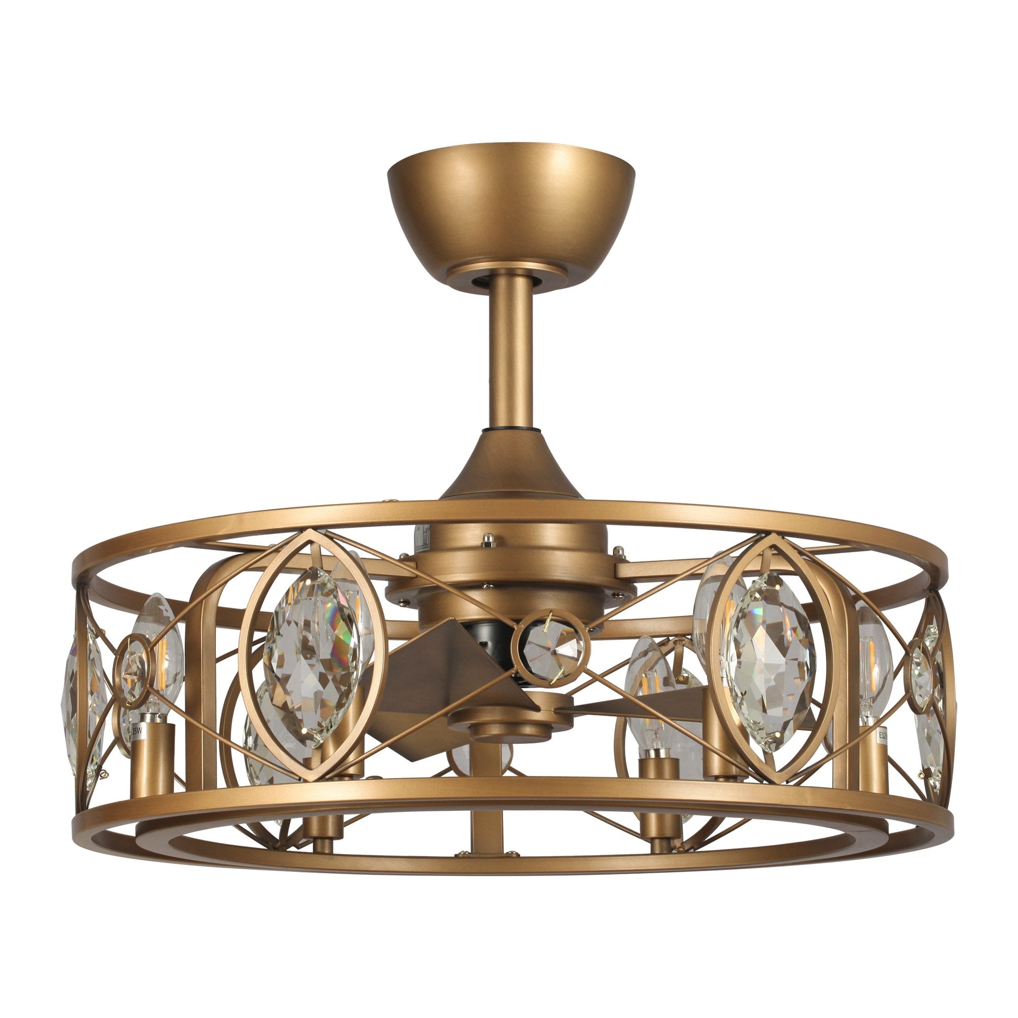 22 Modern Crystal Caged Ceiling Fan Chandelier with Remote