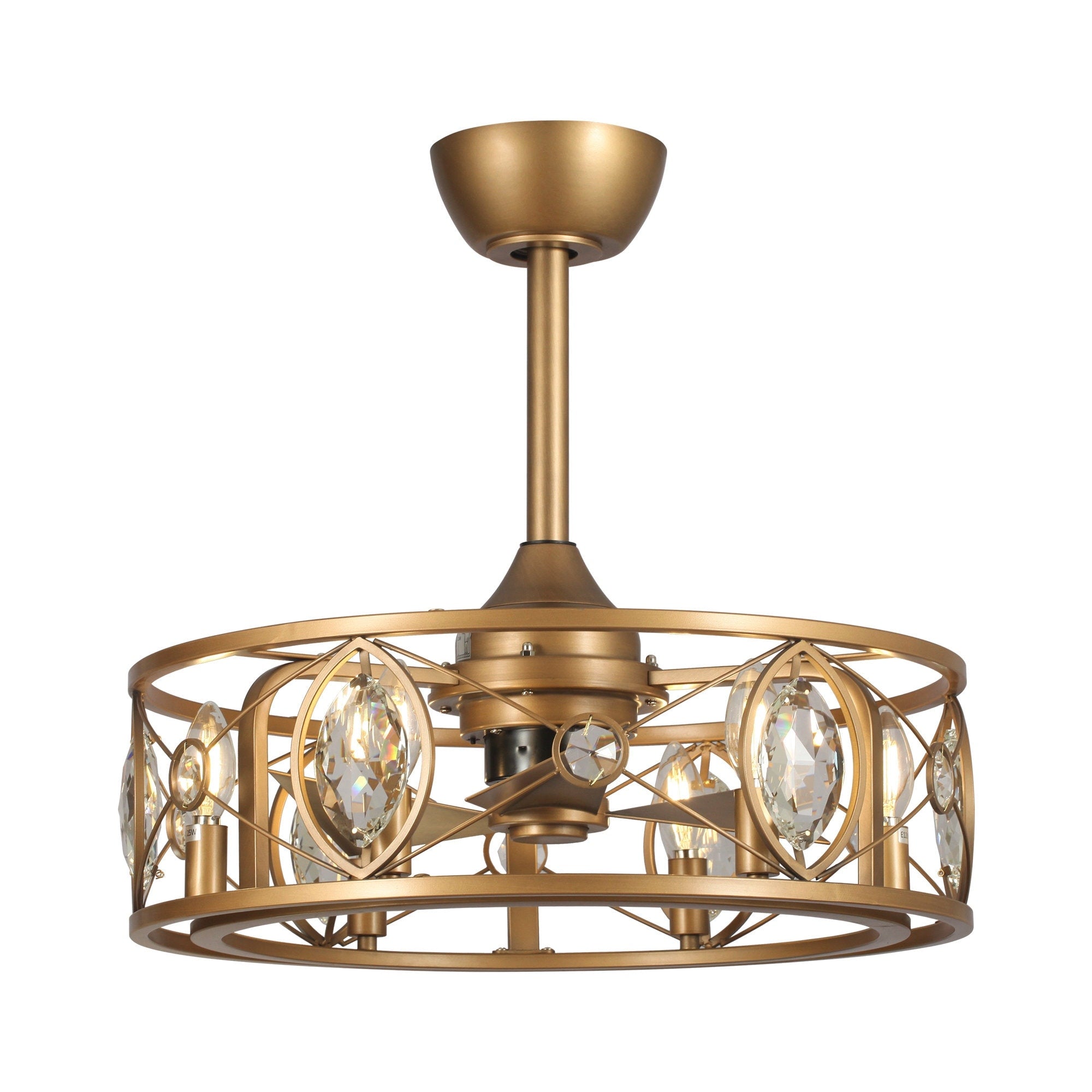 22 Modern Crystal Caged Ceiling Fan Chandelier with Remote