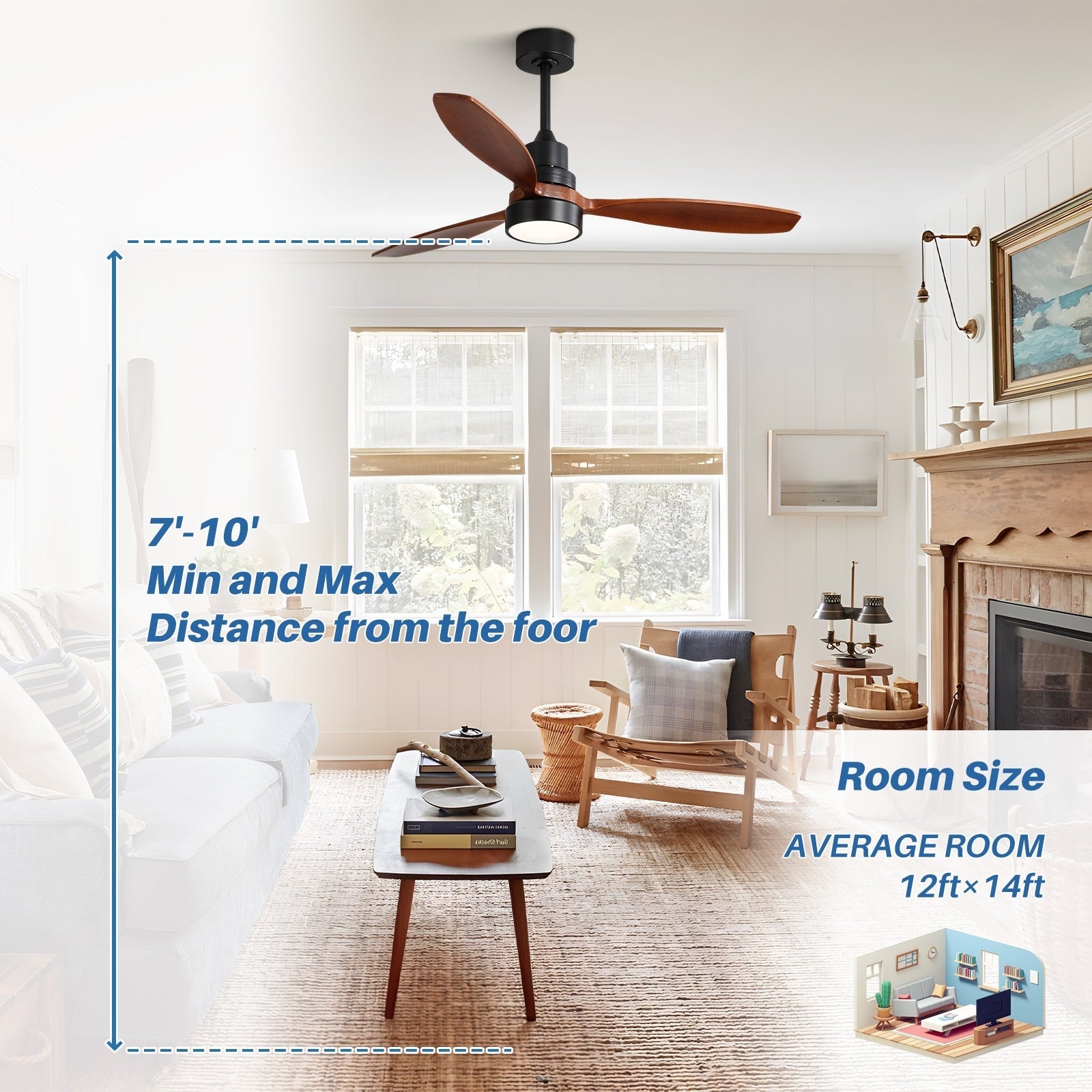 48 and 52 Integrated LED Ceiling Fan with Light and Remote, Reversible DC Motor