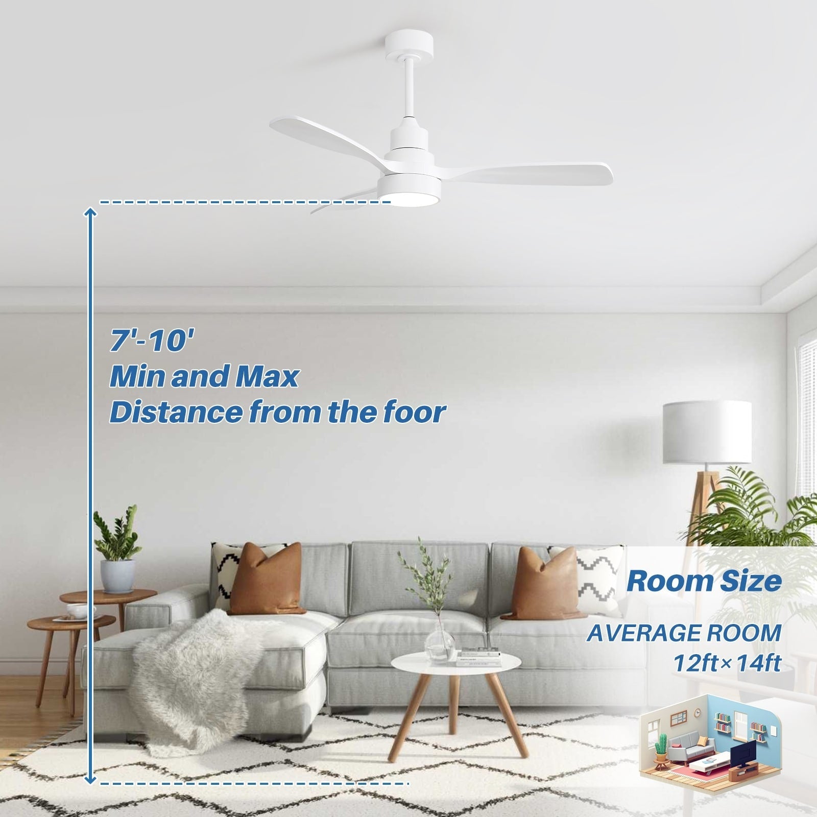 48 and 52 Integrated LED Ceiling Fan with Light and Remote, Reversible DC Motor