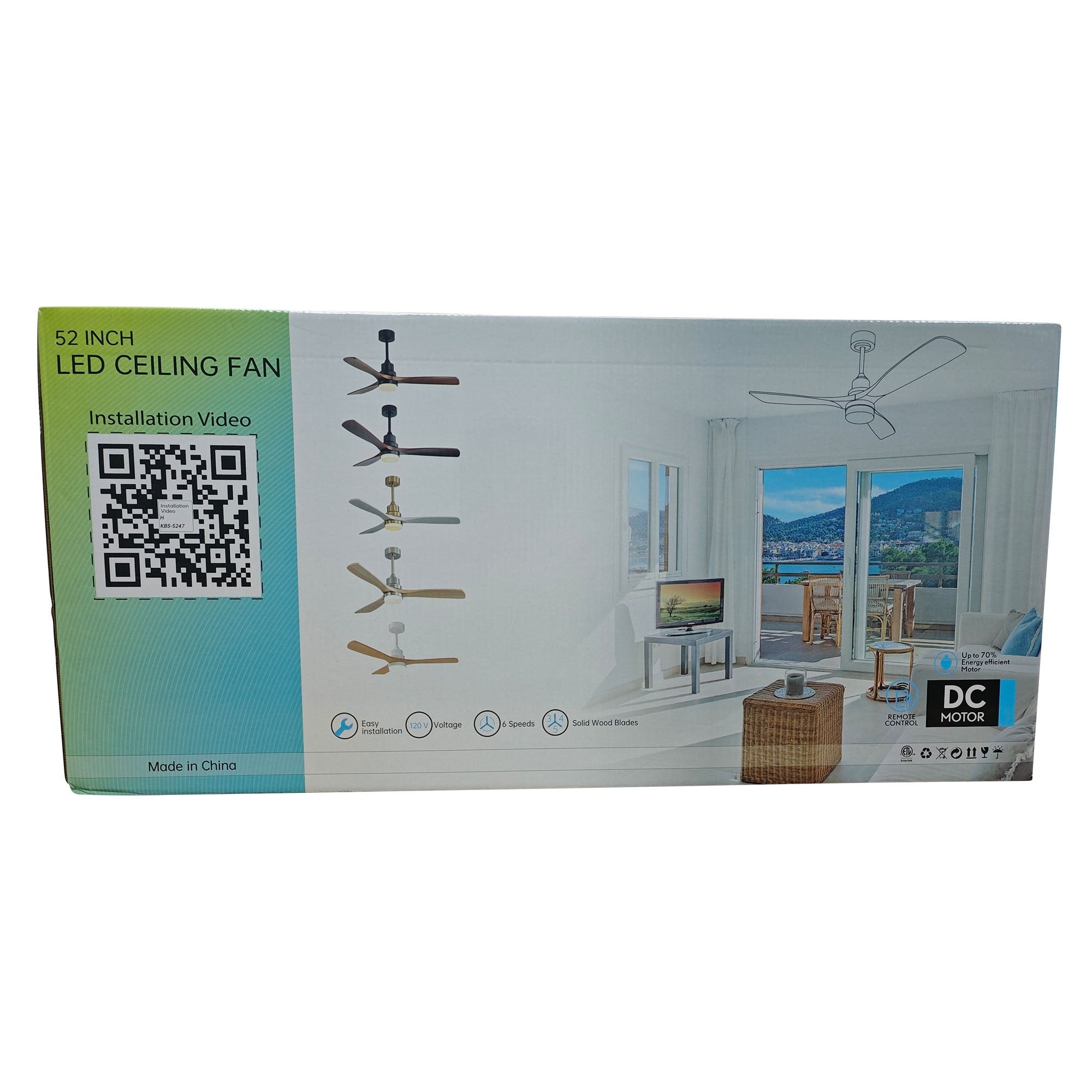 48 and 52 Integrated LED Ceiling Fan with Light and Remote, Reversible DC Motor