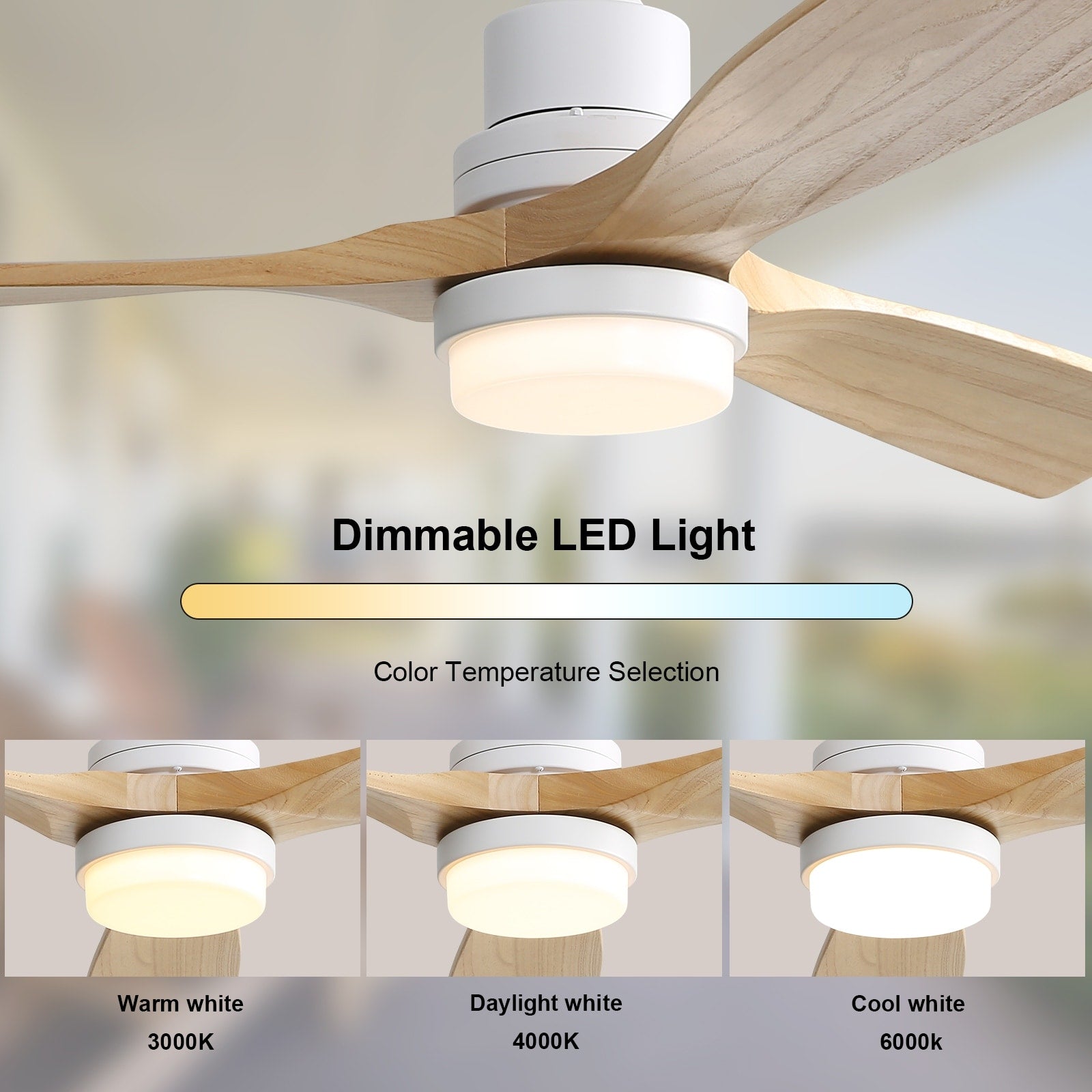 48 and 52 Integrated LED Ceiling Fan with Light and Remote, Reversible DC Motor