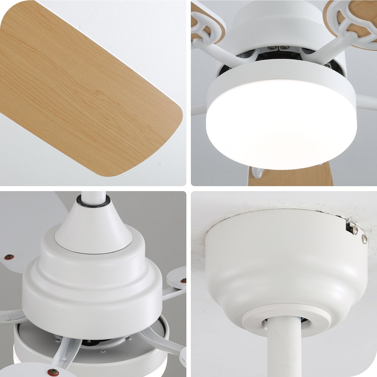48 and 52 Integrated LED Ceiling Fan with Light and Remote, Reversible DC Motor