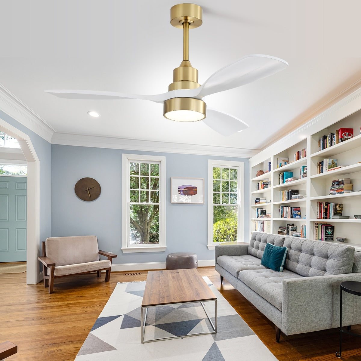 48 and 52 Integrated LED Ceiling Fan with Light and Remote, Reversible DC Motor