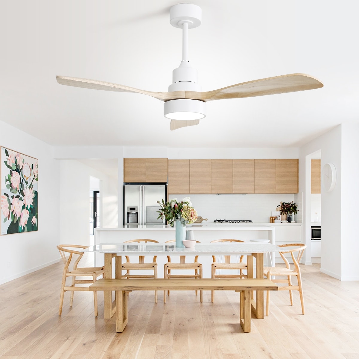 48 and 52 Integrated LED Ceiling Fan with Light and Remote, Reversible DC Motor