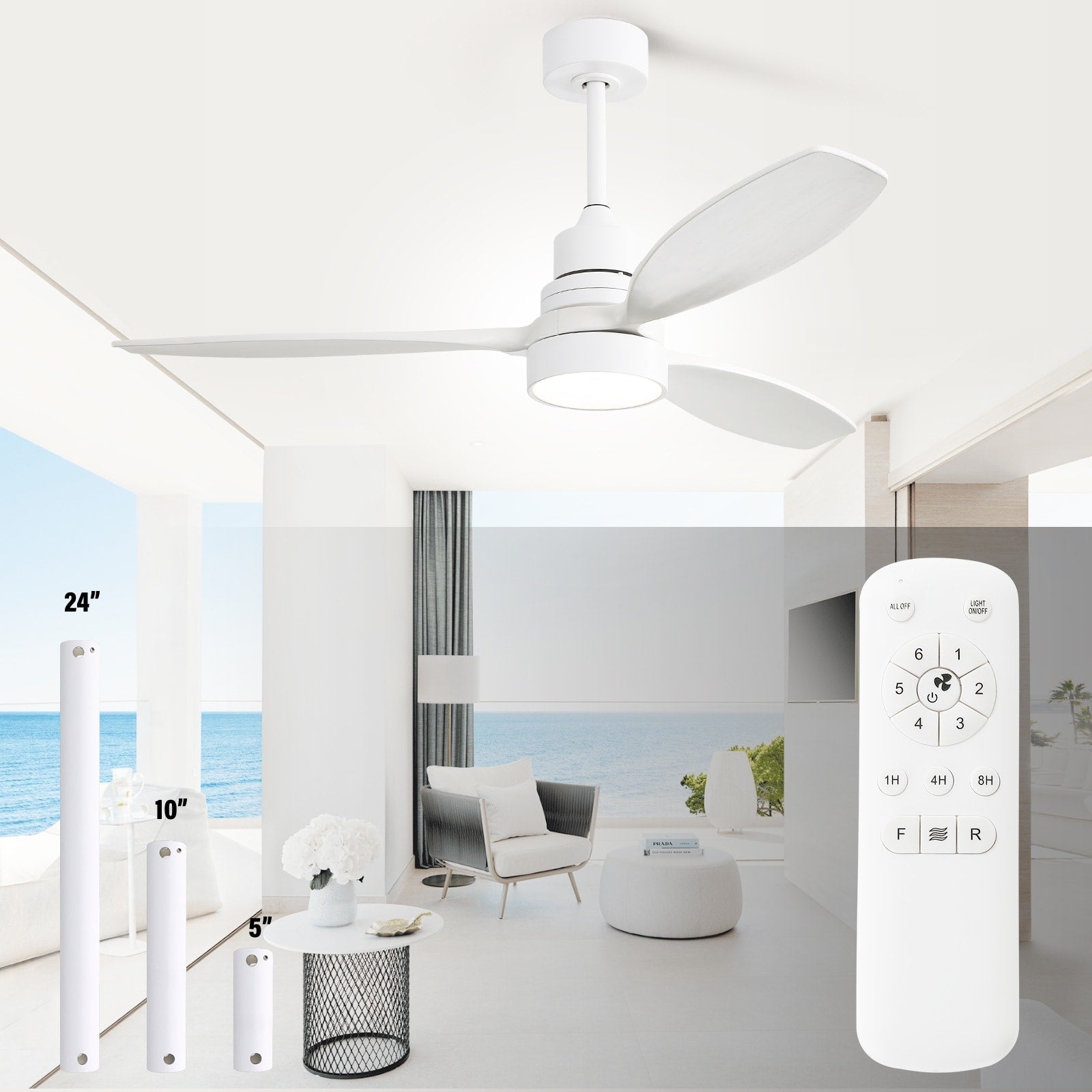 48 and 52 Integrated LED Ceiling Fan with Light and Remote, Reversible DC Motor