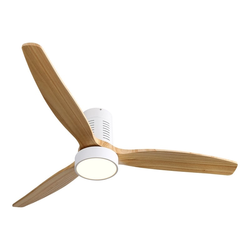 52 Inch Farmhouse Style Flush Mount Ceiling Fan with Light and Remote Control, Reversible DC Motor
