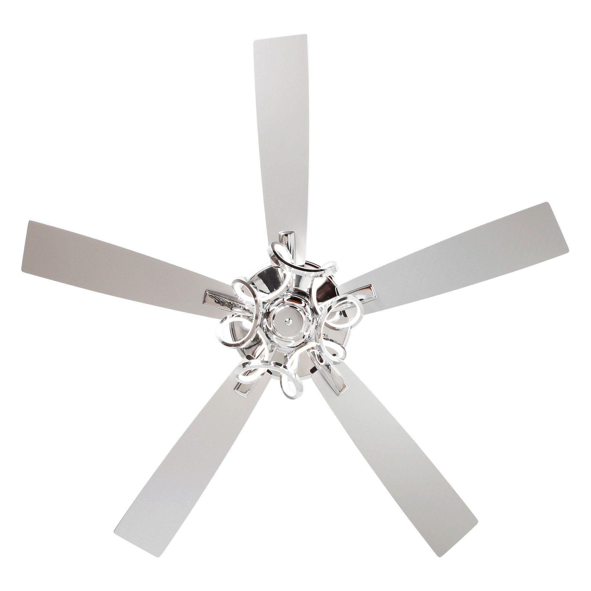 52 Modern Chrome/ Black Indoor Dimmable LED Ceiling Fan with Light and Remote