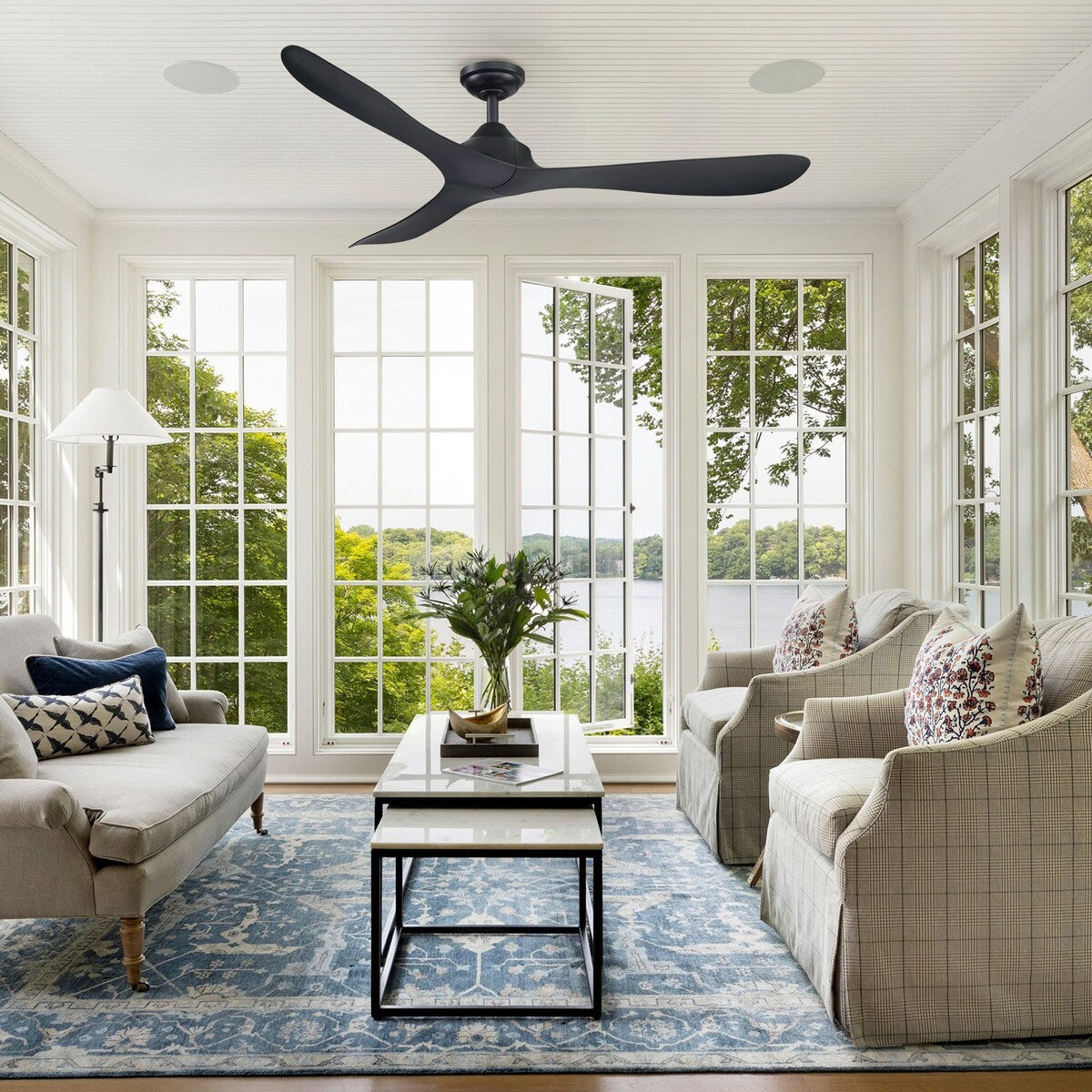 56 Modern Black 3-Blade Propeller DC Ceiling Fan with Remote