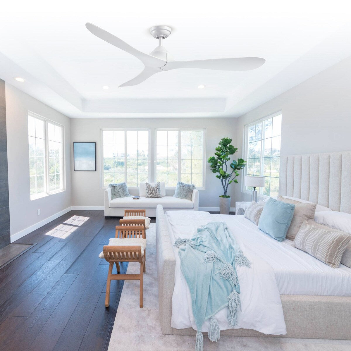 56 Modern Black 3-Blade Propeller DC Ceiling Fan with Remote