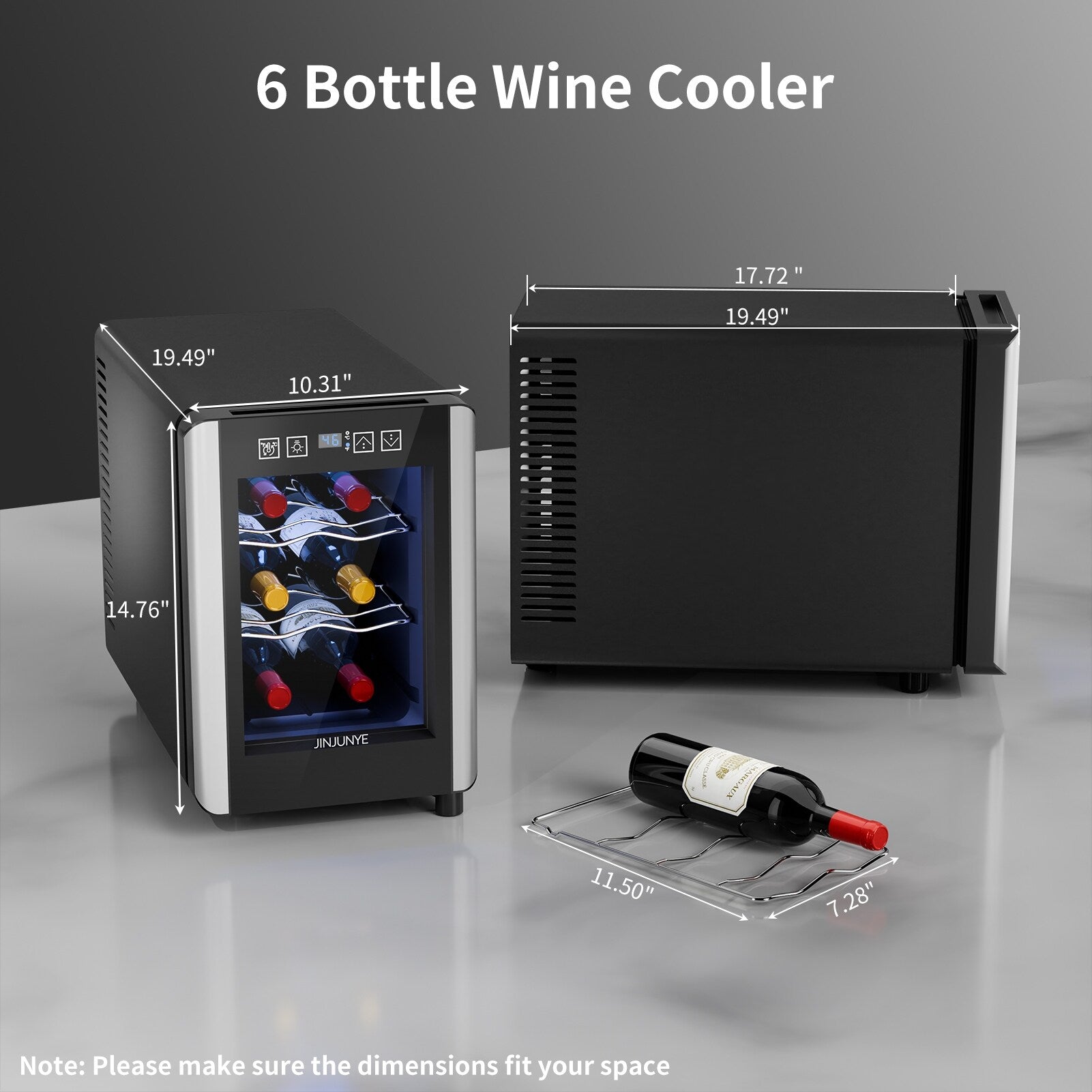 Réfrigérateur à vin 6 bouteilles (8-18 °C), mini-refroidisseur à boissons autonome pour l'été, refroidisseur à vin avec contrôle de la température
