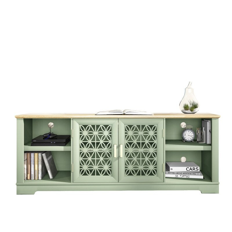 Meuble TV décoratif rustique à motif floral de 70 po pouvant accueillir jusqu'à 80 téléviseurs
