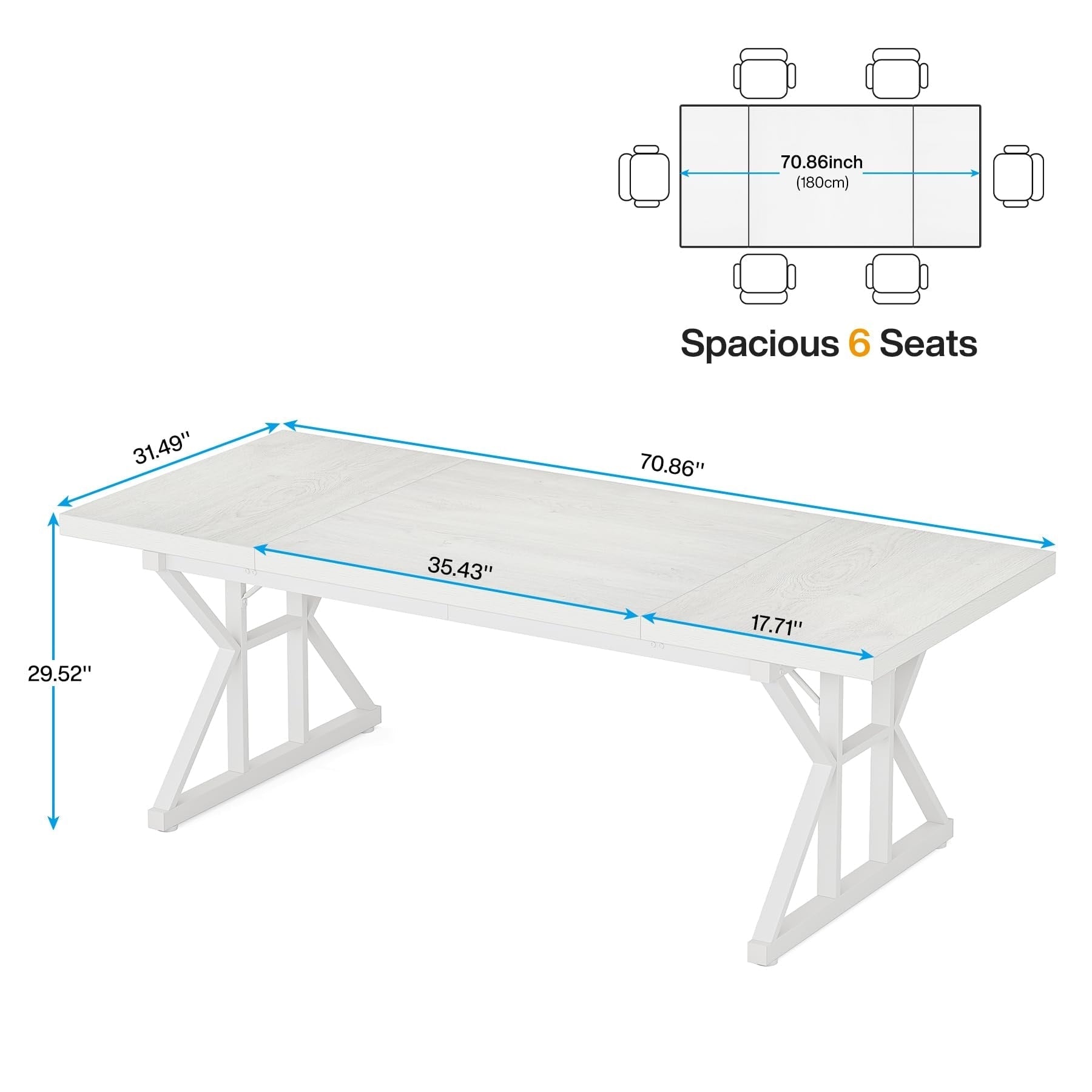 70.8-Inch Executive Desk, Large Computer Office Desk Workstation