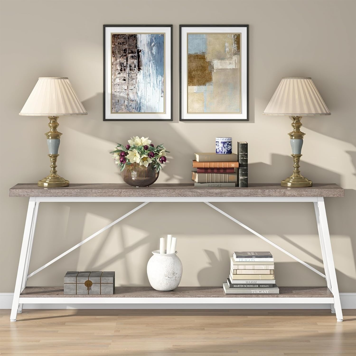 Table console d'entrée de style industriel extra-longue de 70,9 pouces
