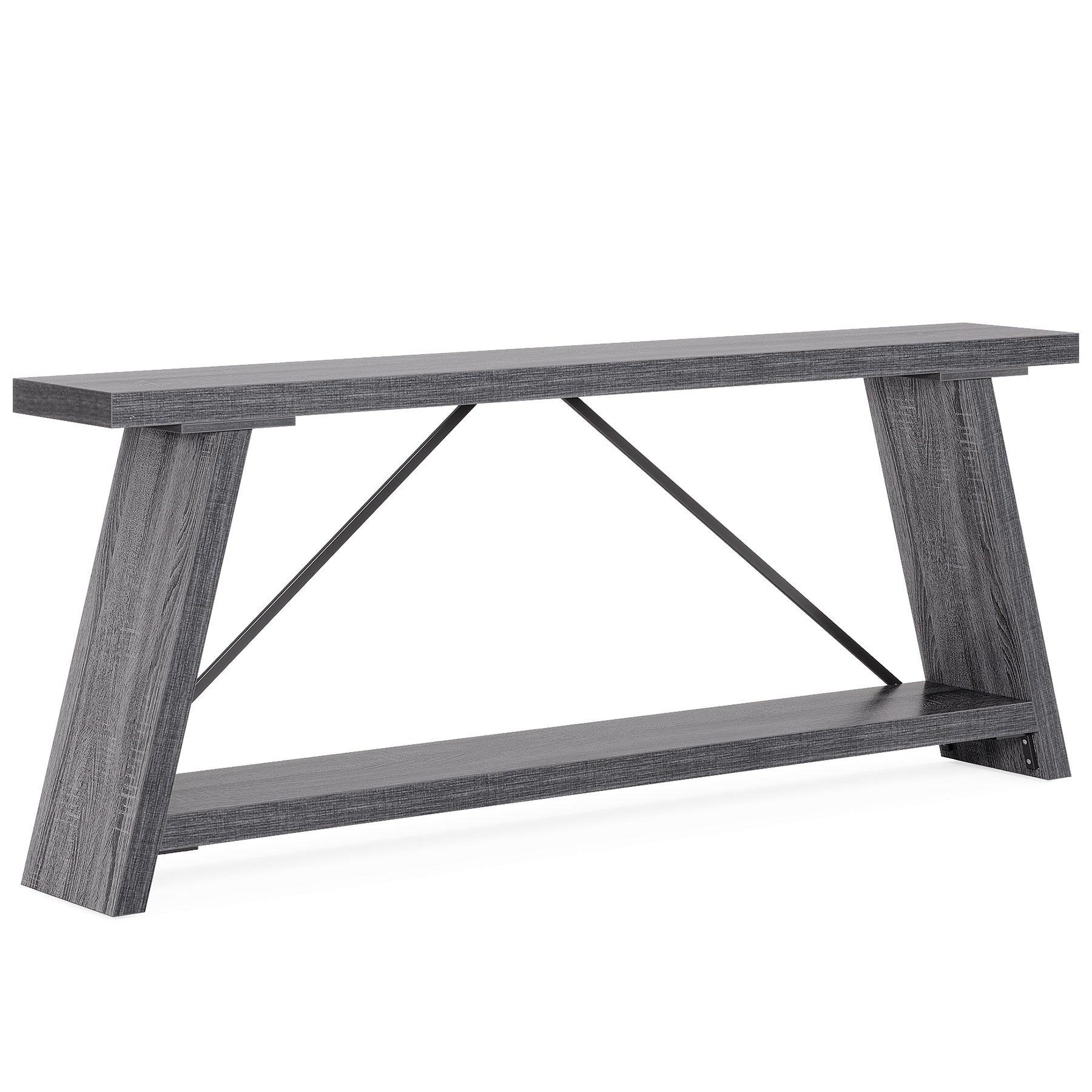 Console de canapé en bois rustique de 70,9 pouces de long avec étagère de rangement