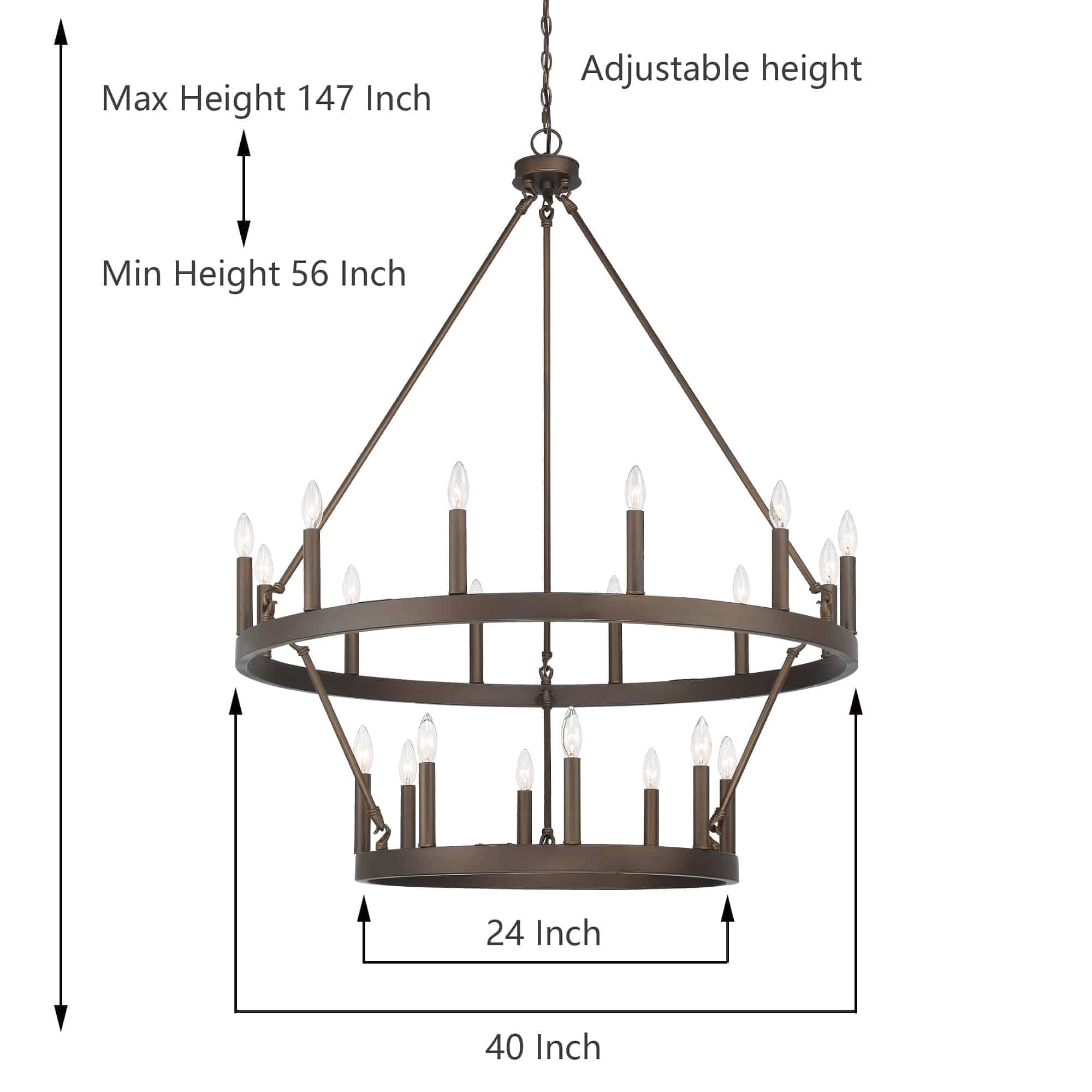 Acroma 20-light Modern Farmhouse 40In Round Wagon Wheel Chandelier with UL