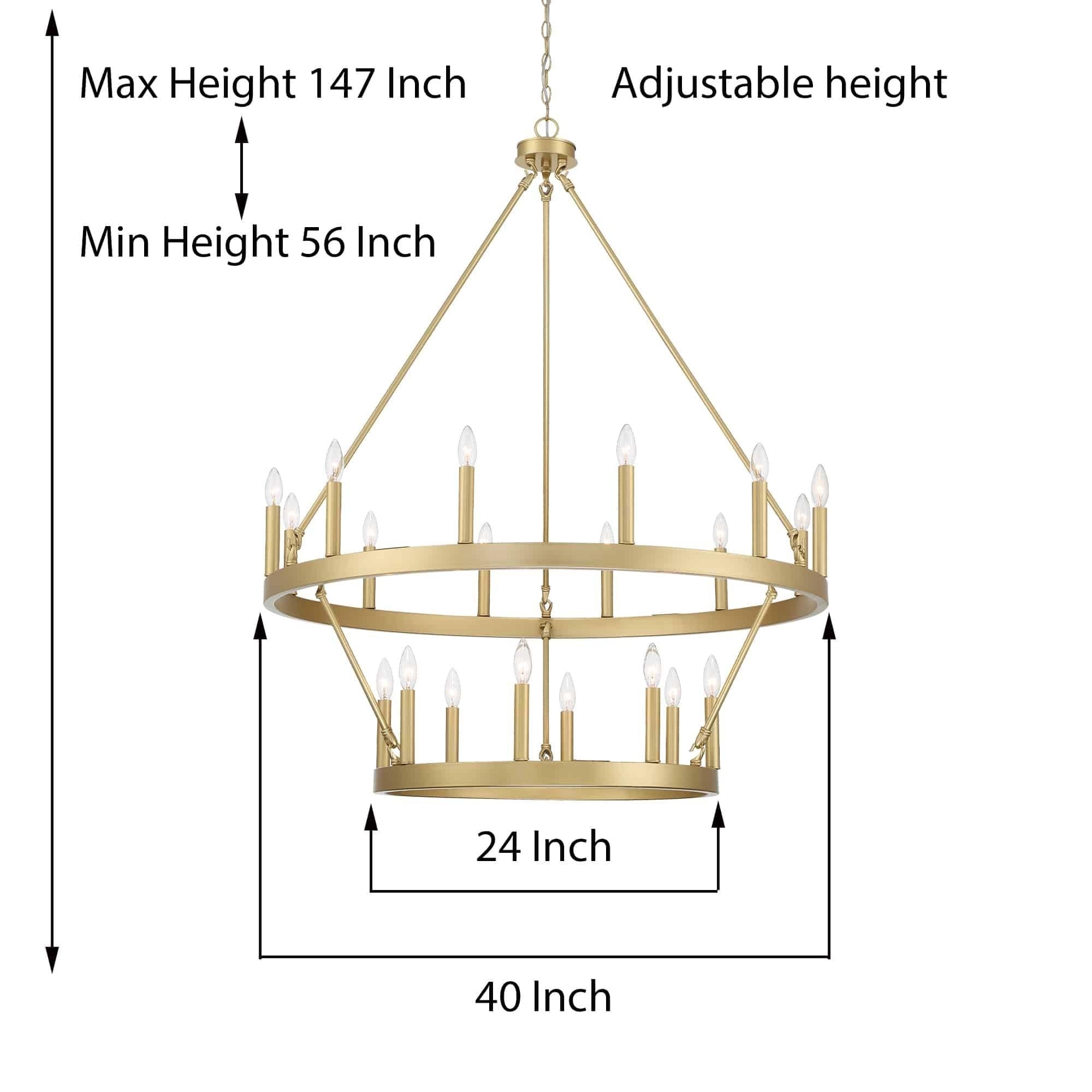 Acroma 20-light Modern Farmhouse 40In Round Wagon Wheel Chandelier with UL