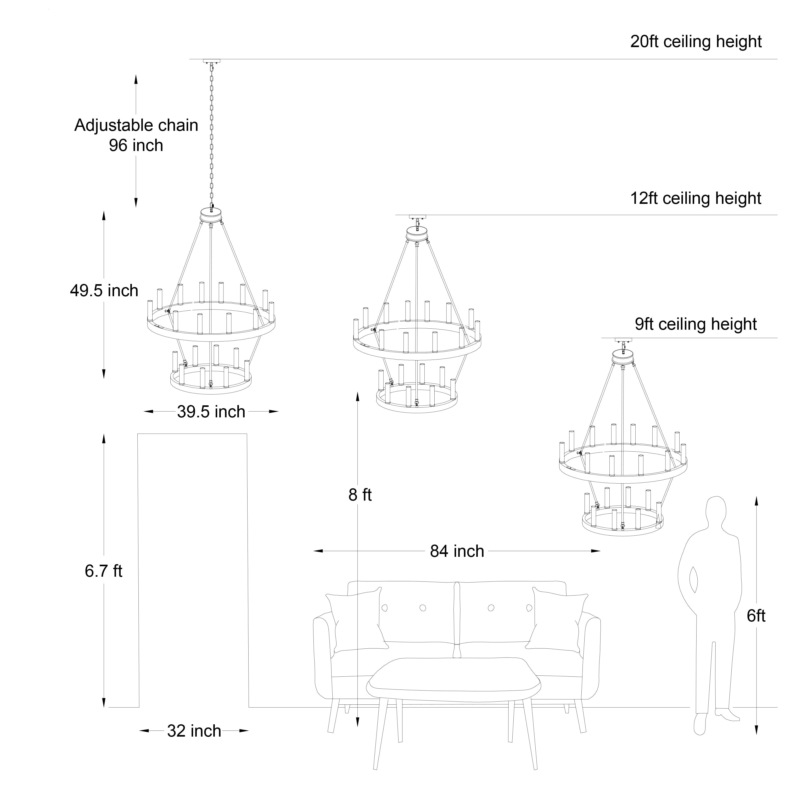 Acroma 20-light Modern Farmhouse 40In Round Wagon Wheel Chandelier with UL