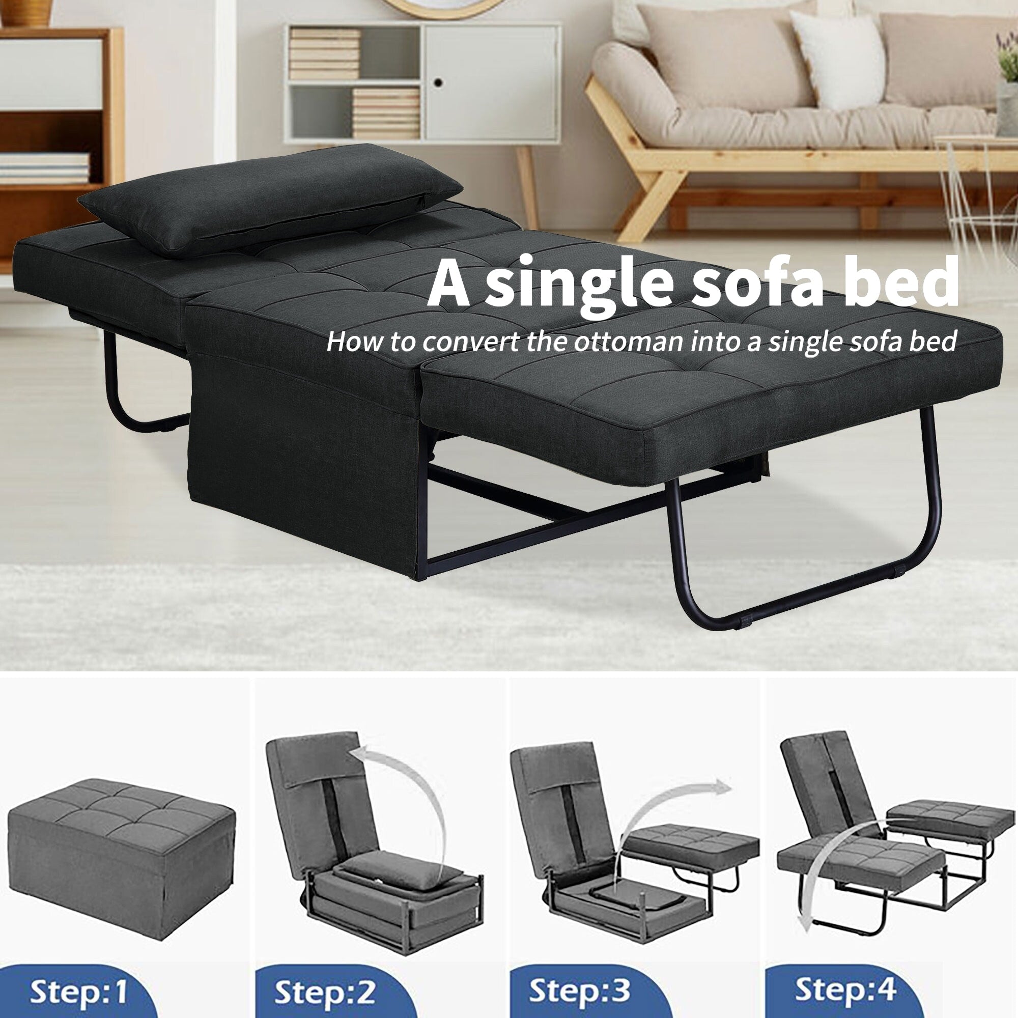Canapé-lit convertible, canapé-lit, fauteuil inclinable, ottoman, pliable, pour salon
