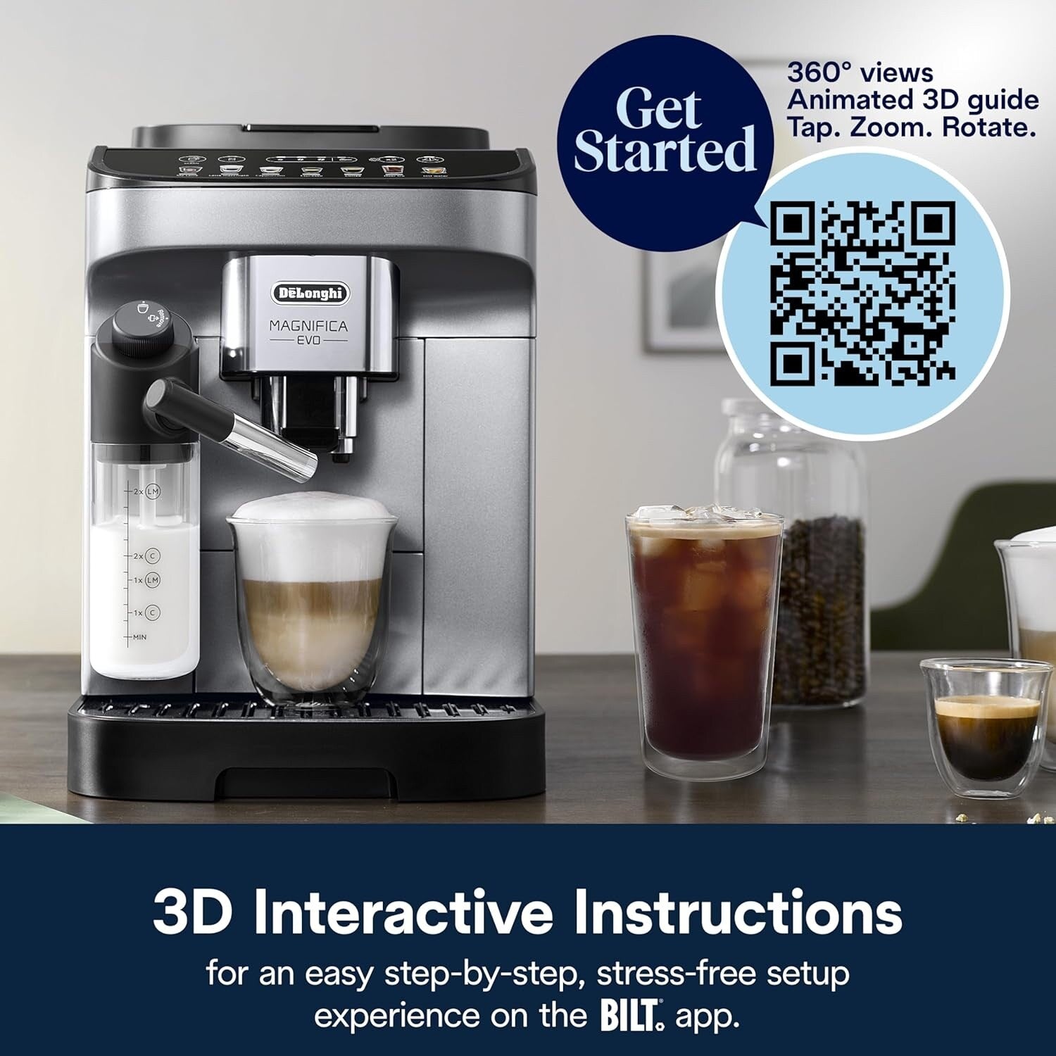 Machine à expresso automatique avec mousseur automatique et moulin intégré, ECAM29084SB