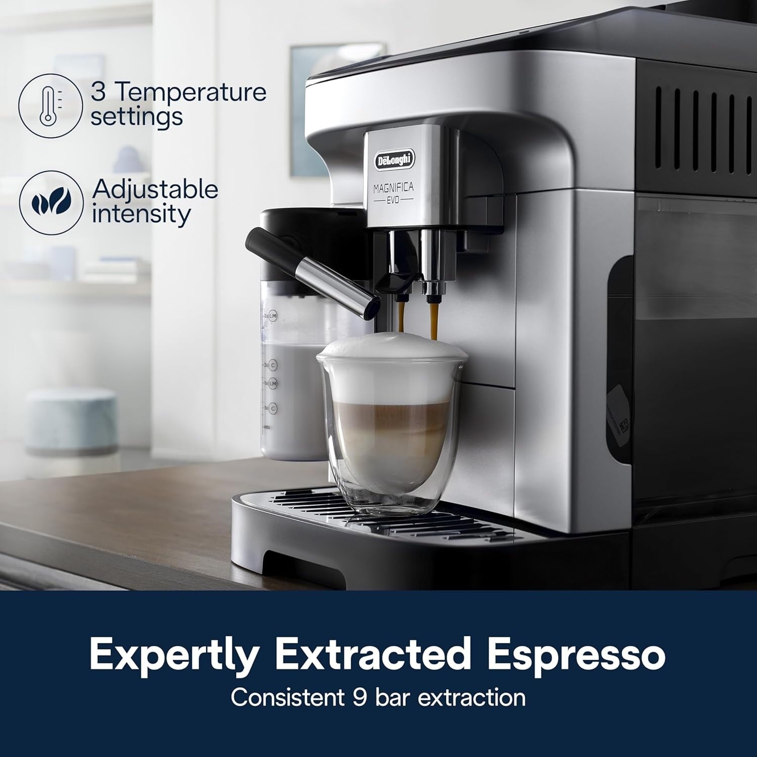 Machine à expresso automatique avec mousseur automatique et moulin intégré, ECAM29084SB