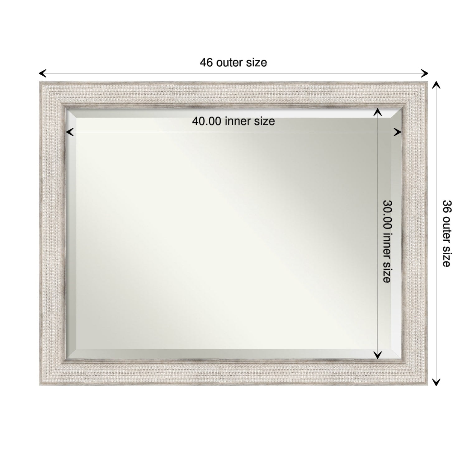Beveled Wood Bathroom Wall Mirror - Trellis Silver Frame - Trellis Silver