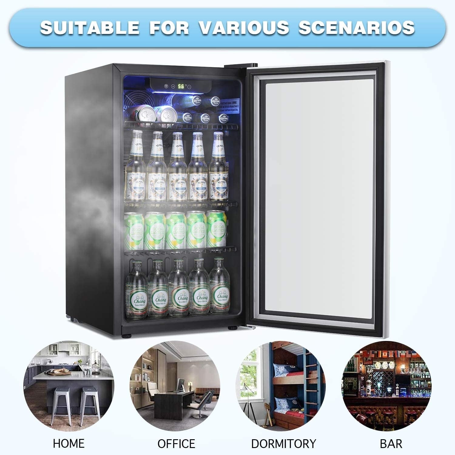 Réfrigérateur à boissons - Mini réfrigérateur 120 canettes avec porte vitrée