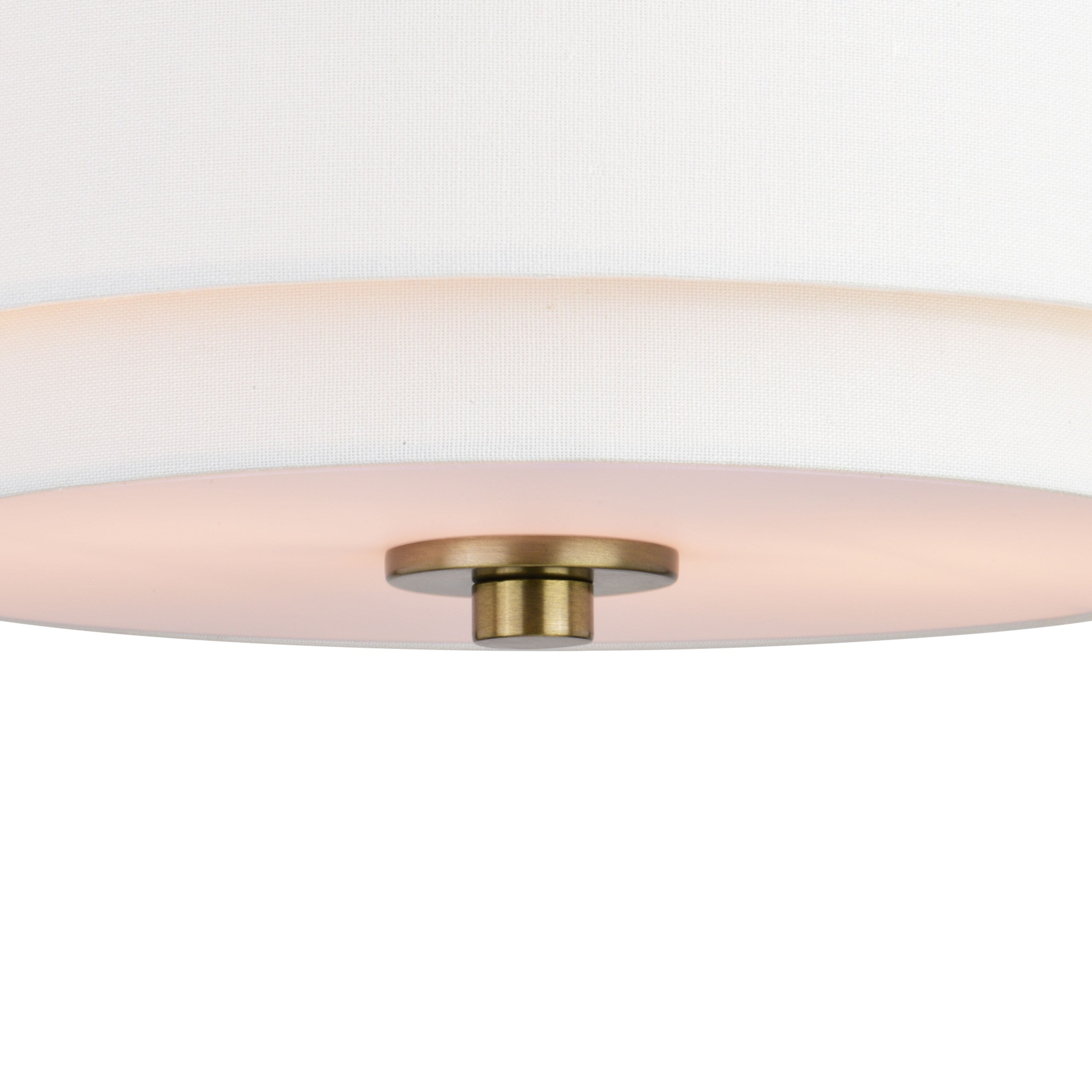 Burnaby Mid-Century Modern Ceiling Mount Light White Linen Drum Shade