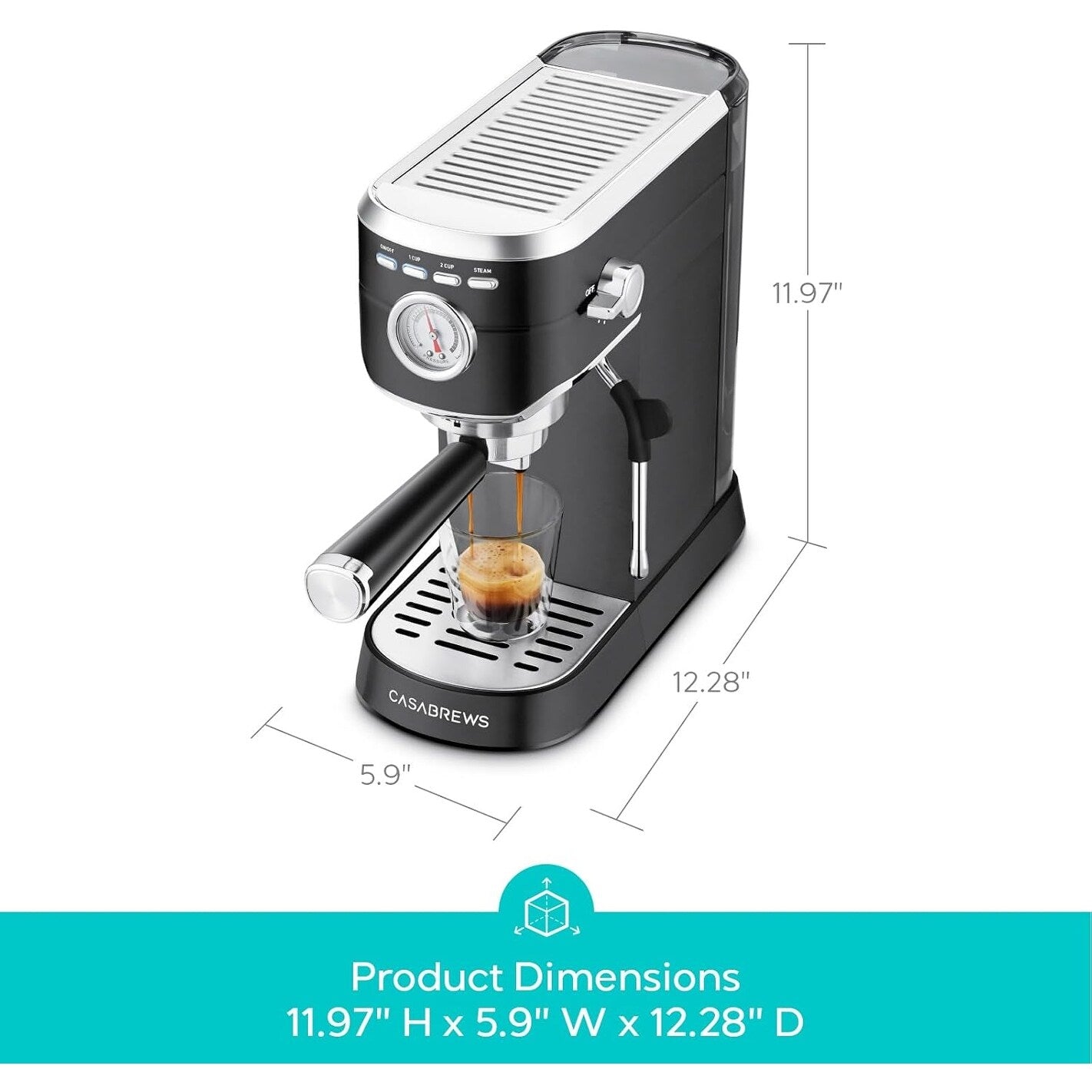 Machine à expresso CASABREWS CM5418 20 bars avec buse vapeur pour mousse de lait