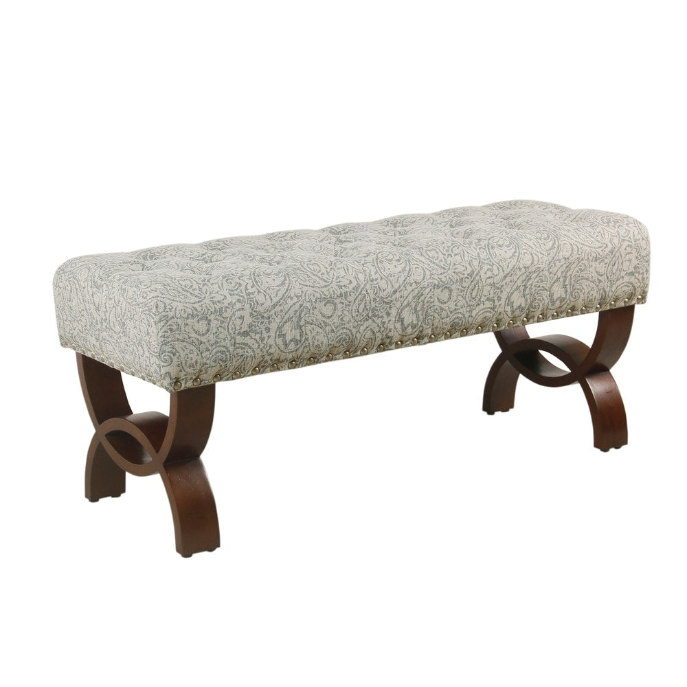 Banc capitonné Carolina avec garniture cloutée
