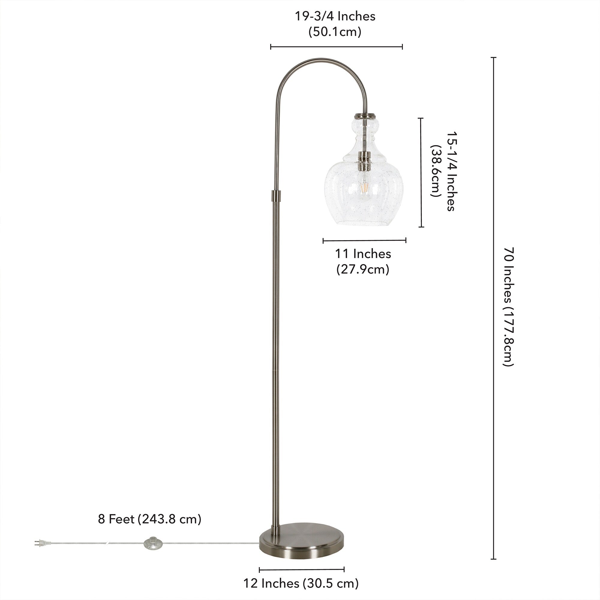 Verona Arc Floor Lamp with Glass Shade