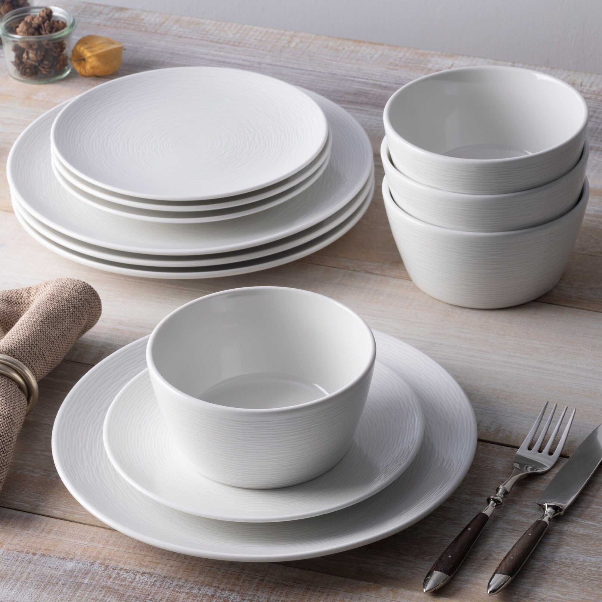 Noritake Colorscapes Swirl 12-Piece Coupe Dinneware Set, Service For 4