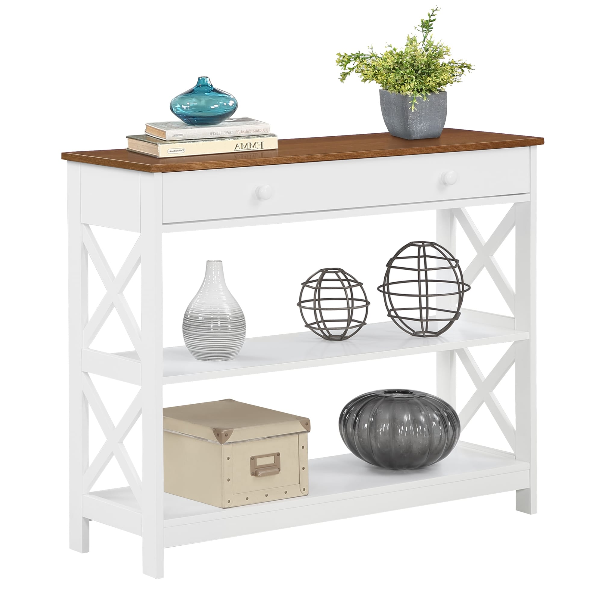 Console Oxford à 1 tiroir avec étagères Convenience Concepts