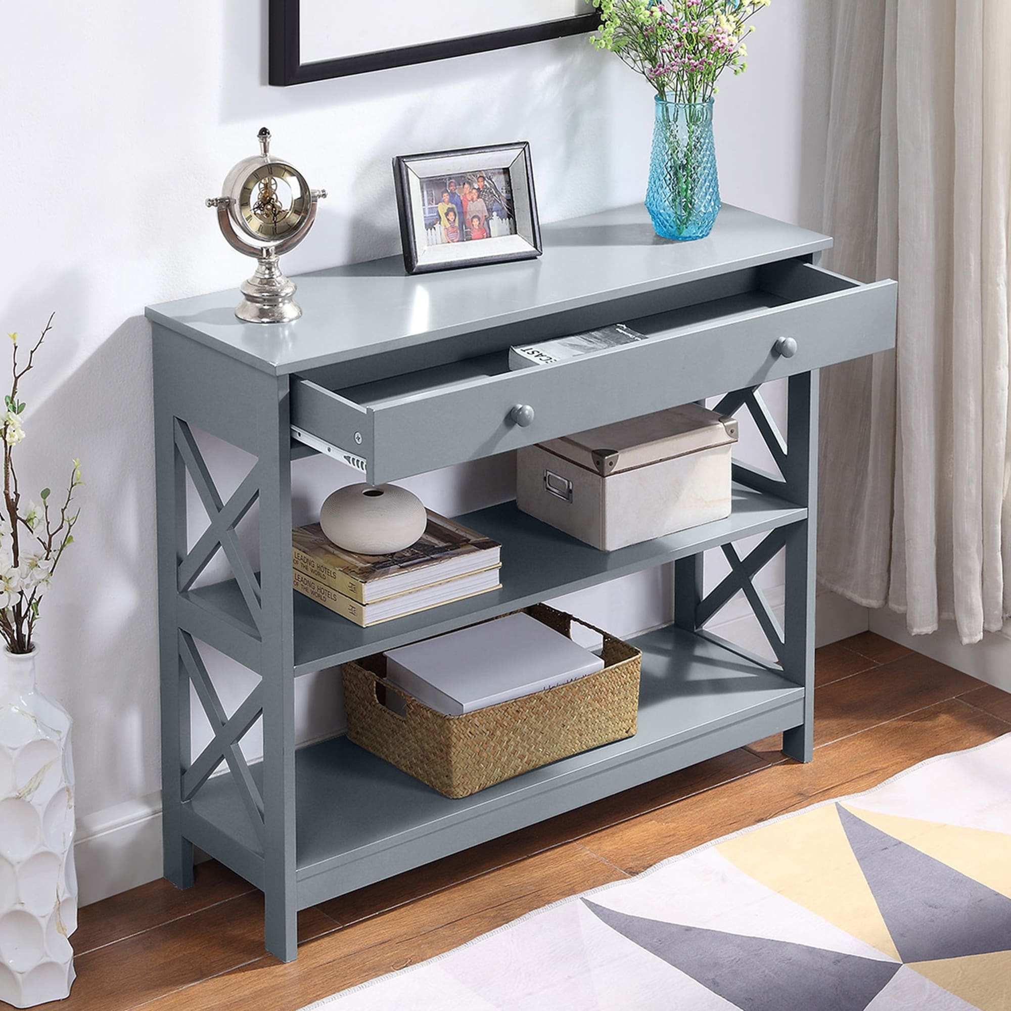 Console Oxford à 1 tiroir avec étagères Convenience Concepts