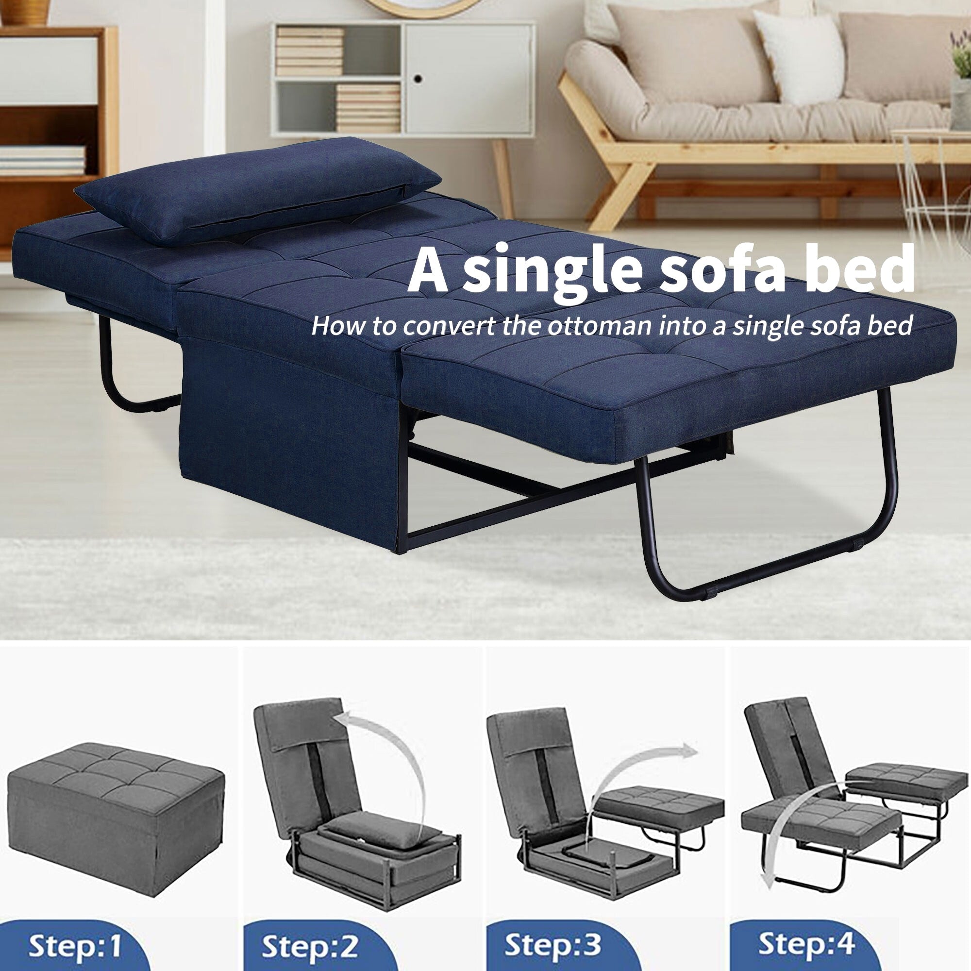 Canapé-lit convertible, canapé-lit, fauteuil inclinable, ottoman, pliable, pour salon