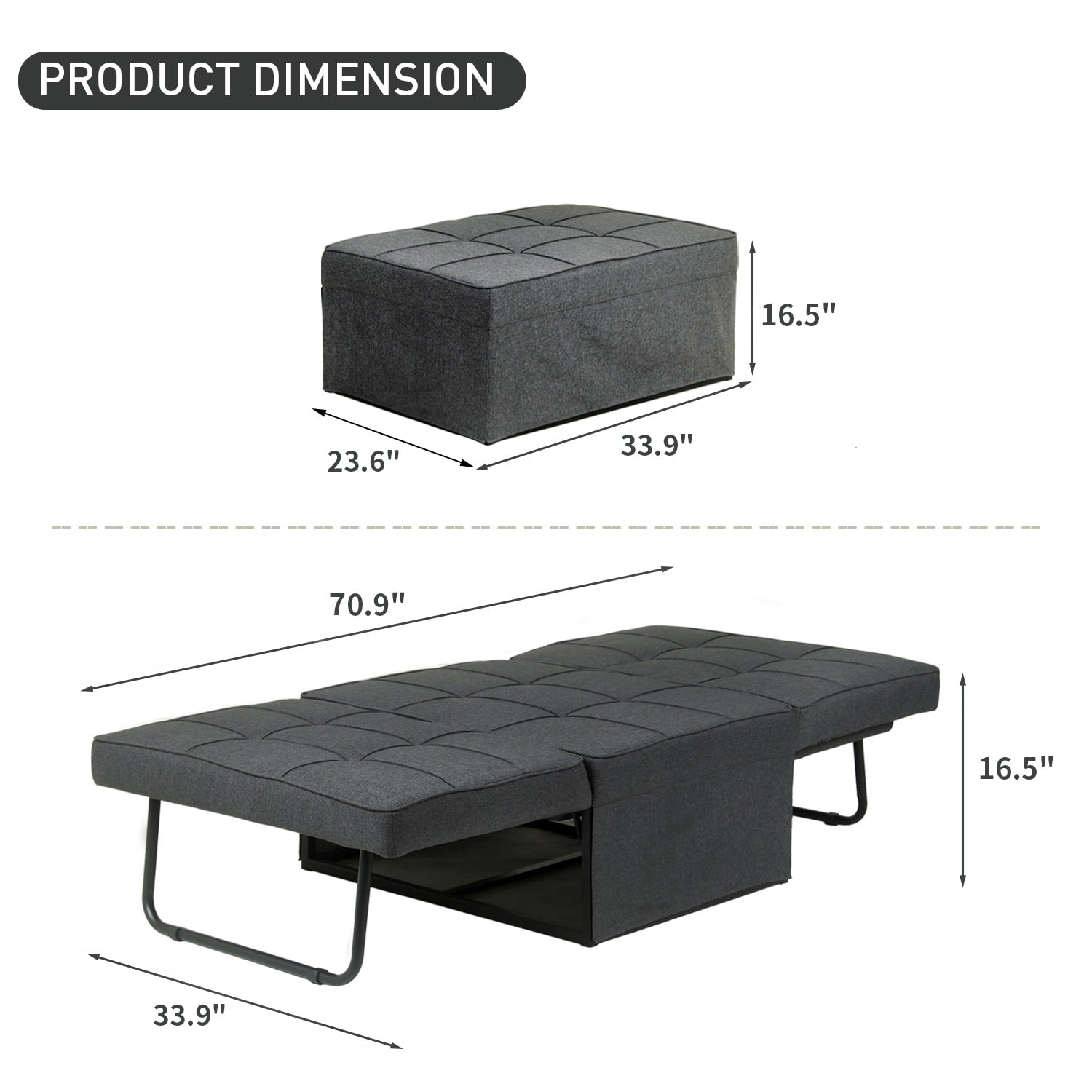 Canapé-lit convertible, canapé-lit, fauteuil inclinable, ottoman, pliable, pour salon