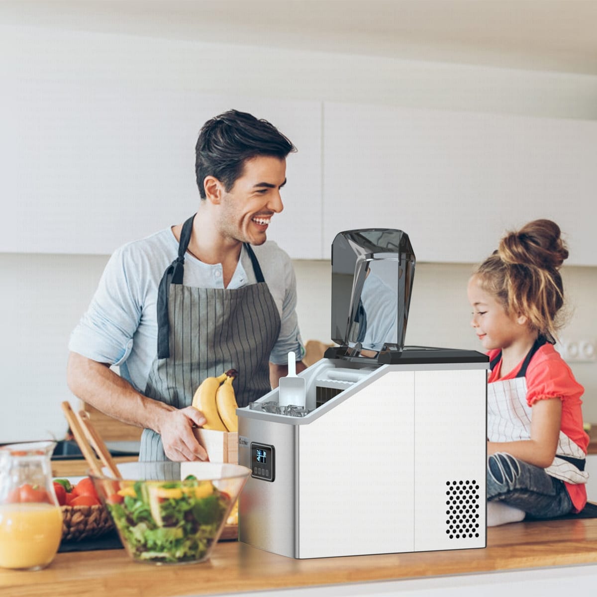 Machine à glaçons de comptoir en acier inoxydable Costway 48 lb/24 h