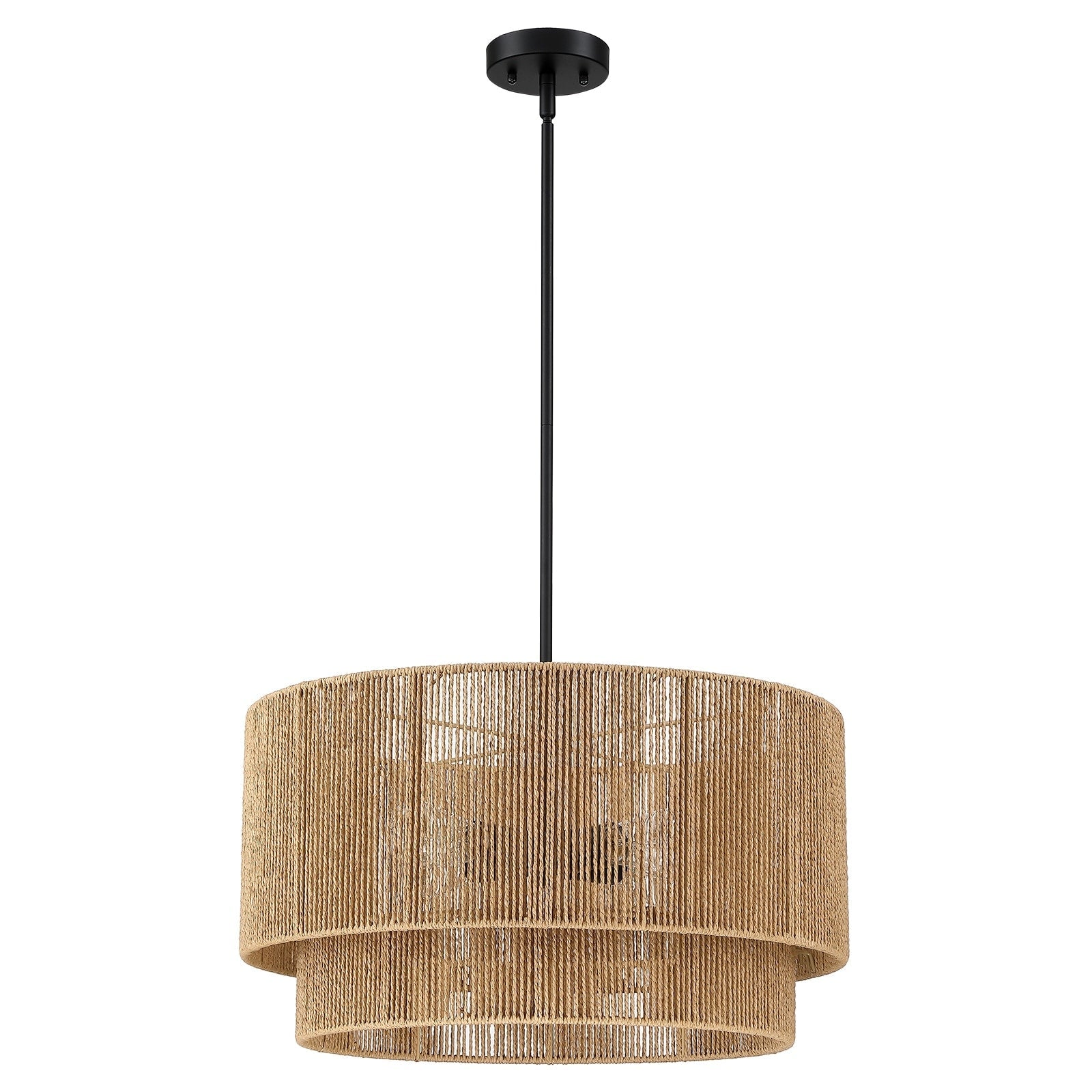 Cynthia 4-Light Natural Rattan Drum Chandelier Light - 22''W