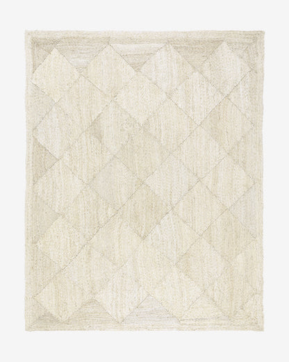 Tapis en jute blanchi tressé en losanges