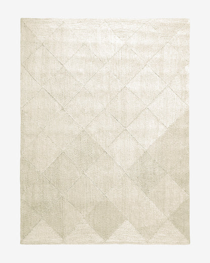 Tapis en jute blanchi tressé en losanges