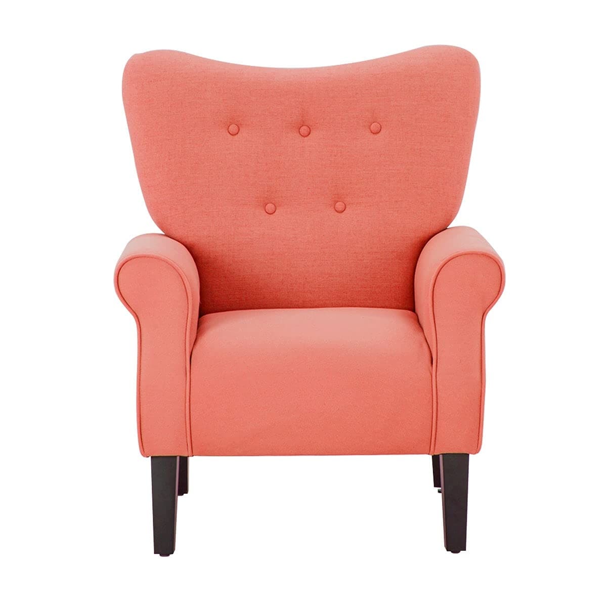 Fauteuil d'appoint moderne Erommy, fauteuil à dossier haut, canapé simple en tissu rembourré avec pieds en bois pour le salon