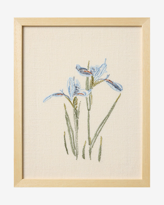 Iris bleu brodé