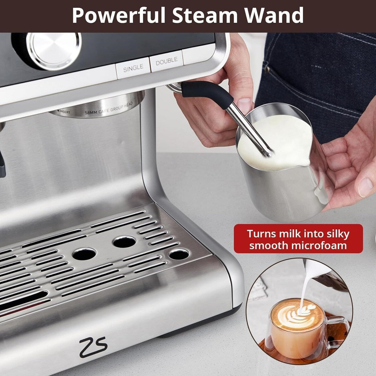 Cafetière expresso avec moulin, réservoir d'eau de 2,8 L