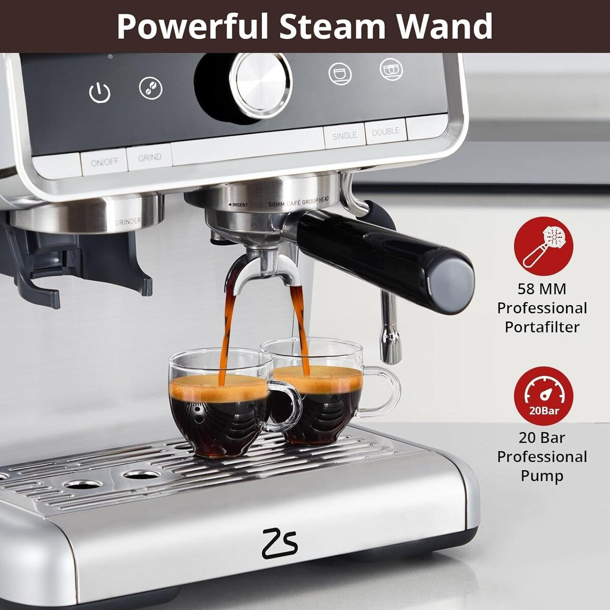 Cafetière expresso avec moulin, réservoir d'eau de 2,8 L
