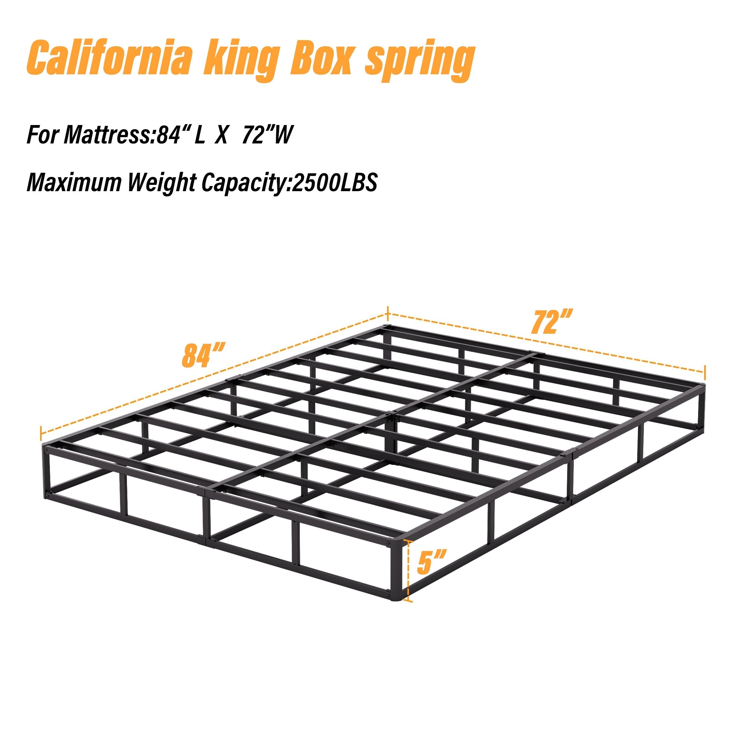 5 Inch Low Profile Metal Spring, Heavy Duty Structure with Grey Cover