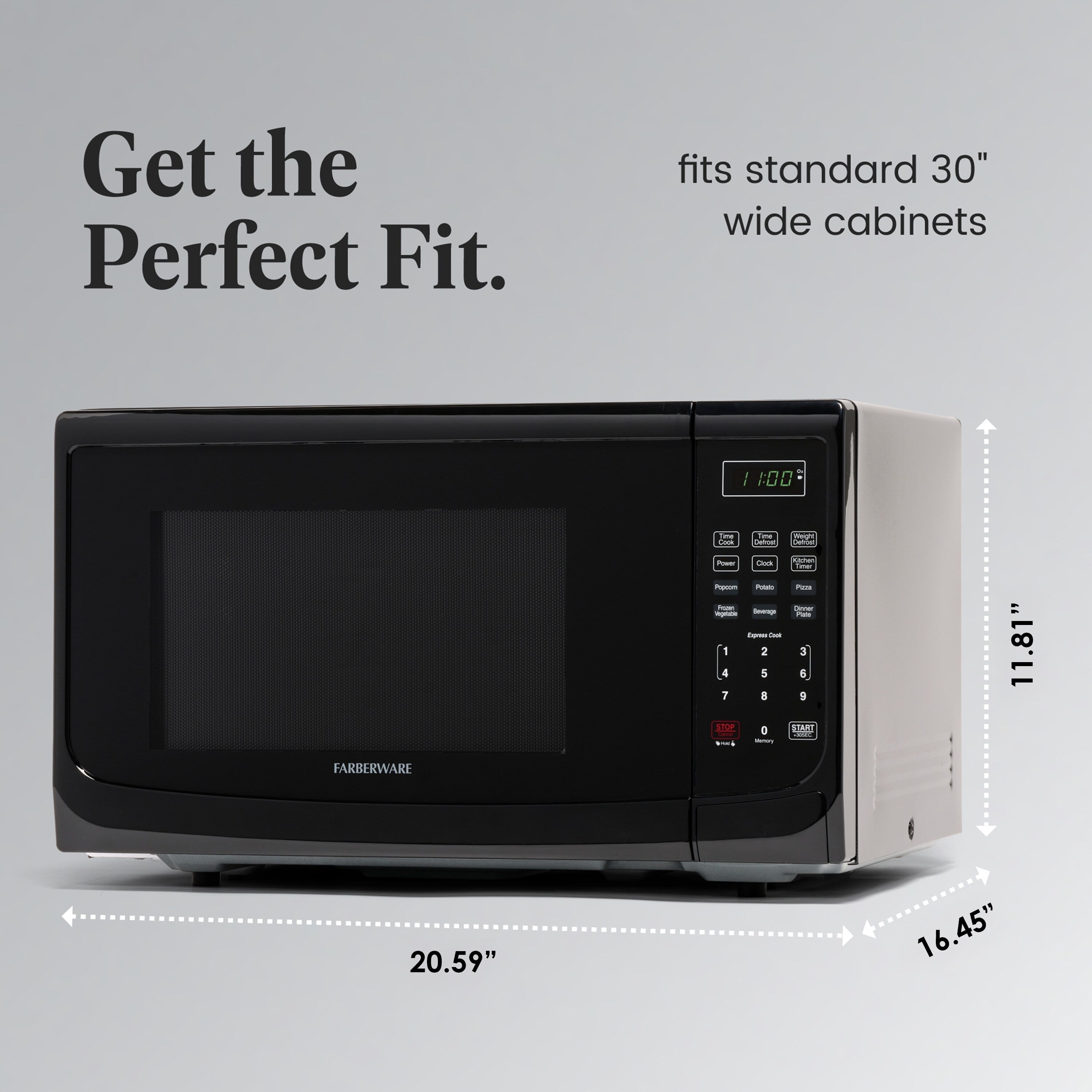 Four à micro-ondes de comptoir Farberware de 1 000 W et 1,1 pi³ avec éclairage LED et verrouillage enfant