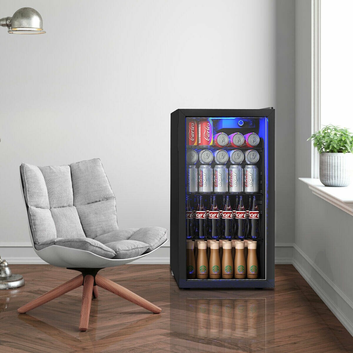 Réfrigérateur à boissons Gymax 120 canettes Mini refroidisseur de boissons pour bière, vin, soda