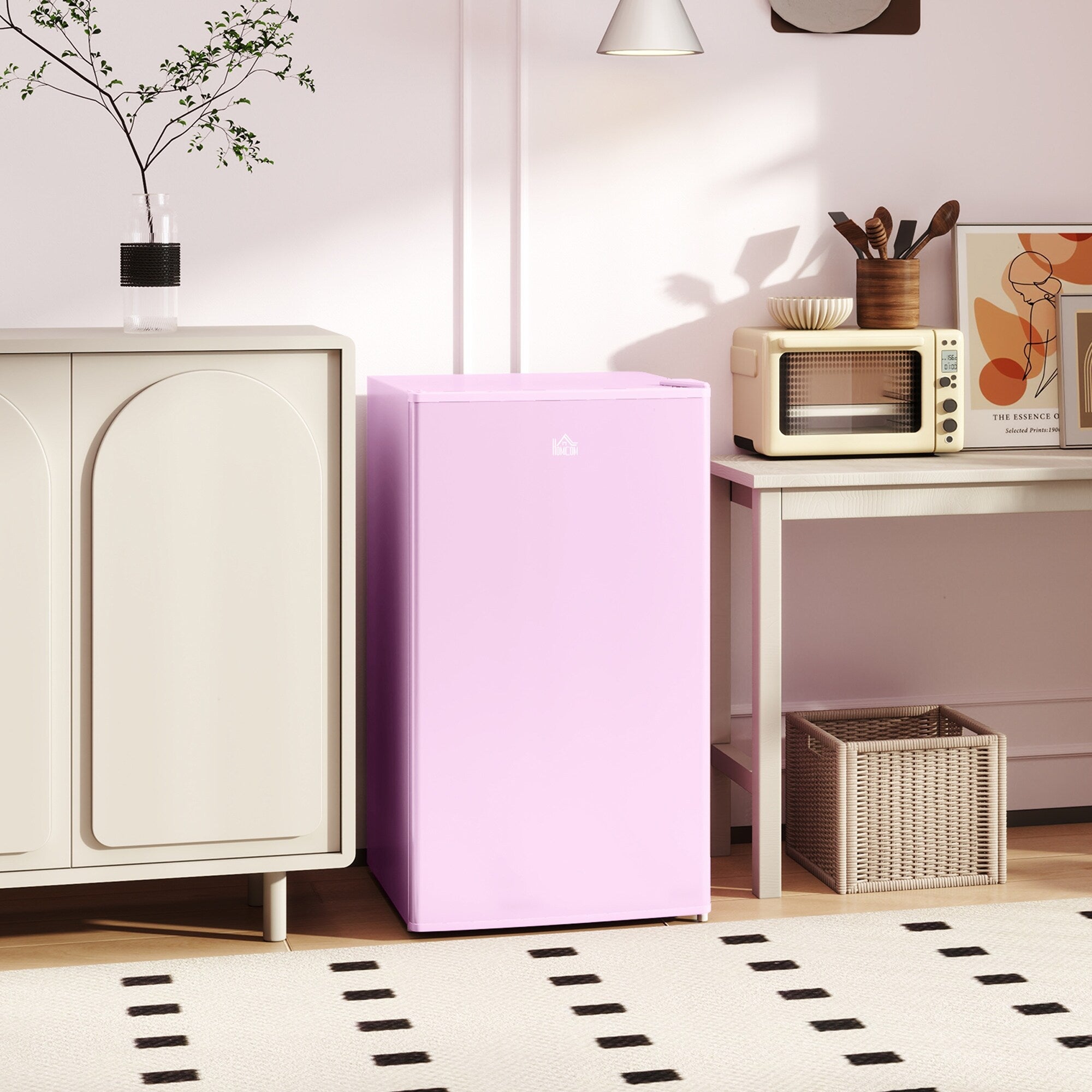 Mini-réfrigérateur HOMCOM de 3,2 pi³ avec congélateur, réfrigérateur compact à une porte avec thermostat réglable pour chambre à coucher